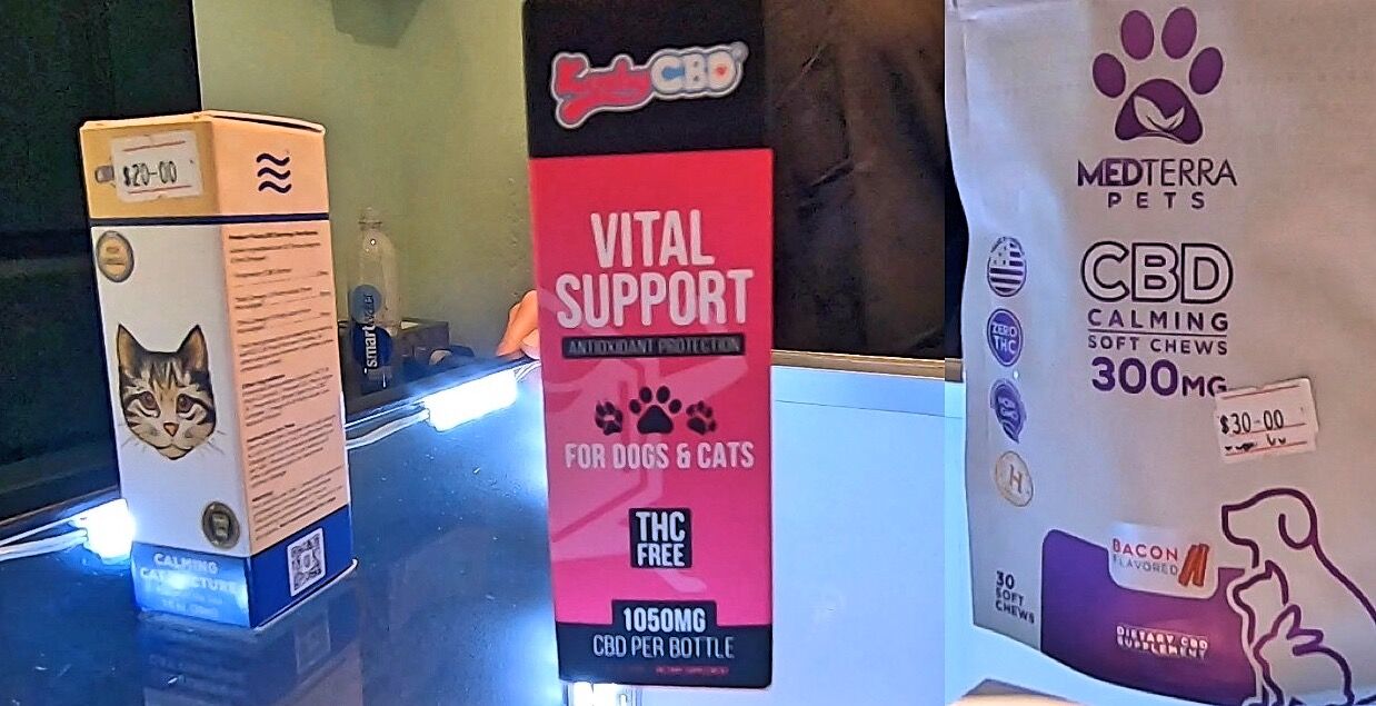3. A few of Andrea's favorite CBD pet products. Photo by Dave Gebauer..jpg